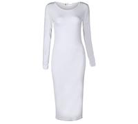 Crazy Girls Womens Plain Long Sleeve Scoop Neck Stretch Bodycon Maxi Midi Dress