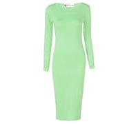 Crazy Girls Womens Plain Long Sleeve Scoop Neck Stretch Bodycon Maxi Midi Dress (XL-UK16-18, Mint)