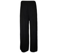 Crazy Girls Womens Plain Palazzo Leopard Print Wide Leg Flared Trousers Pants (24-26, Black Plain)