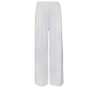 Crazy Girls Womens Plain Palazzo Leopard Print Wide Leg Flared Trousers Pants (8-10, White Plain)