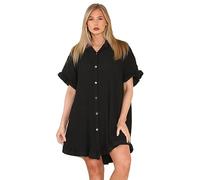 Crazy Girls Womens Plisse Shirt Dress, Black, XXL (UK 20-22)
