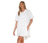 Crazy Girls Womens Plisse Shirt Dress, Cream, XXL (UK 20-22)