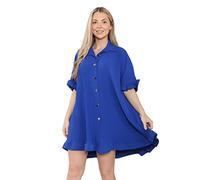 Crazy Girls Womens Plisse Shirt Dress, Royal Blue, XXL (UK 20-22)