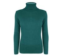 Crazy Girls Womens Ribbed Long Sleeve Polo Neck Top, Teal, SM (UK 8-10)
