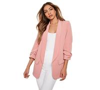 Crazy Girls Womens Ruched Sleeve Blazer, Baby Pink, S (UK 8)