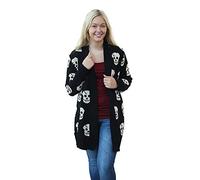 Crazy Girls Womens Skull Cardigan, Black, ML (UK 12-14)
