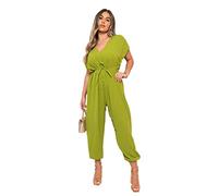 Crazy Girls Womens V Neck Short Sleeves Jumpsuit, Lime Green, ML (UK 12-14)