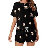 Crazy Guinea Pig Lady Women's Pajama Set Short Sleeve Shirt and Shorts Sleepwear Lounge Set