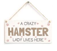 Crazy Hamster Lady Lives Here Hanging Sign