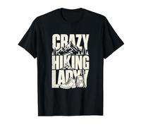 Crazy Hiking Lady Mountain Trail Hiking Lover Value Graphic T-Shirt, Men, Black, S