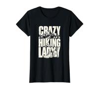Crazy Hiking Lady Mountain Trail Hiking Lover Value Graphic T-Shirt, Women, Black, S