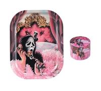 Crazy Horror Bddie PrintinRolling Tray Set with One Accessories, Love Heart Metal Rolling Tray Combo Kit Ideal for Gifts, Easy to Carry