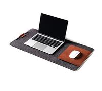 Crazy Horse Craft 100% Wool Felt Desk Mat with Mouse Pad, Italian Vegetable-Tanned Leather, Protective Table Blotter, Office Workspace Large Mousepad
