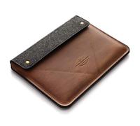 Crazy Horse Craft Genuine Italian Leather Sleeve for MacBook Pro 14 inch with M1 / M2 - Classic Brown - Vintage Wool Felt Case, Cover, Mac Laptop Bag