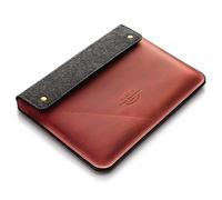 Crazy Horse Craft Genuine Italian Leather Sleeve for MacBook Pro 14 inch with M1 / M2 - Fragola Red - Vintage Wool Felt Case, Cover, Mac Laptop Bag