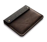 Crazy Horse Craft Genuine Italian Leather Sleeve for MacBook Pro 16 inch with M1 / M2 - Wood Brown - Vintage Wool Felt Case, Cover, Mac Laptop Bag