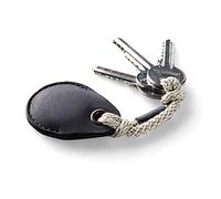 Crazy Horse Craft, Holder for AirTag, Carbon Black, Vegetable Tanned Leather Air Tag Case, Handmade Loop Bag Charm, Luggage GPS Tracker Cover, Keyring