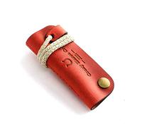 Crazy Horse Craft Leather Key Holder, Keyring Organiser Fob Pouch Keychain | Wool felt lined case with three compartments for up to six house or car keys, quiet in the pocket; cord wrap and snap closure