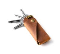 Crazy Horse Craft, Minimalist Leather Key Organiser & Holder, Classic Brown, Genuine Italian Veg-Tanned Leather Case, Keychain, Fob, Keyring, Vintage Cover, Unique Gift
