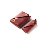 Crazy Horse Craft, Minimalist Wallet and Key Holder Set, Fragola Red, Cardholder, Large Keyring Bundle, Card Case, Keychain Kit