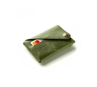 Crazy Horse Craft Slim Front Pocket Wallet, Minimalist Business Credit Card Holder for Men and Women, Thin Top Grain Italian Leather Coin Pouch, Alpine Green
