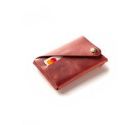 Crazy Horse Craft Slim Front Pocket Wallet, Minimalist Business Credit Card Holder for Men and Women, Thin Top Grain Italian Leather Coin Pouch, Fragola Red