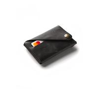 Crazy Horse Craft Slim Front Pocket Wallet, Minimalist Business Credit Card Holder for Men and Women, Top Grain Italian Leather Coin Pouch, Carbon Black