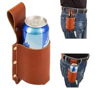 Crazy Horse Leather Beer Belt Holster,Portable Belt Bottle Holder,Grilling Camping Beer Gifts for Men Father’s Day Christmas Beer Drinkers/Lovers,Cowboy Accessories for Men