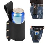 Crazy Horse Leather Beer Belt Holster Portable Bottle Holder Gifts-Black