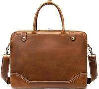 Crazy Horse Leather Briefcase Laptop Bag Vintage Top Layer Cowhide Crossbody Shoulder Bag