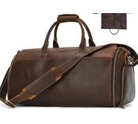 Crazy Horse Leather Folding Suit Bag Man Business Travel Bag with Shoe Pocket Clothes Cover Luggage Duffel Bag Man Bag for Suits