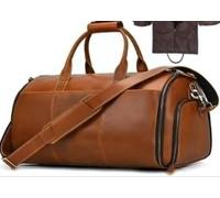 Crazy Horse Leather Folding Suit Bag Man Business Travel Bag with Shoe Pocket Clothes Cover Luggage Duffel Bag Man Bag for Suits