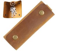 Crazy Horse Leather Key Bag Compact Key Holder Bag Retro Leather Handmade Three-fold Keychain for Men Women