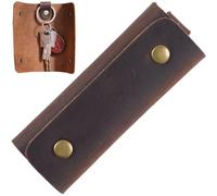 Crazy Horse Leather Key Bag Compact Key Holder Bag Retro Leather Handmade Three-fold Keychain for Men Women