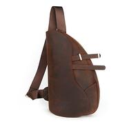 Crazy Horse Leather Messenger Bag Men's Large Capacity Retro Saddle Bag Outdoor Leisure Leather Chest Bag Men's Bag (Brown)