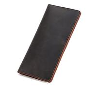Crazy Horse Leather Vintage Long Wallet for Men Men's Simple and Thin Leather Multi-Card Wallet (Brown)