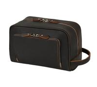 Crazy Horse Leather Washing Bag for Men Women Travel Unisex Handbag Makeup Organizer Storage Bags Toiletry Pack(Dark Brown)