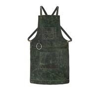 Crazy Horse Pull up Crossbody Leather apron Butcher, Cook, BBQ Grill, Chef, Woodwork, Apron (Olive Green)