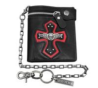 crazy hunter Gothic Red Cross Wallet Wing Skull Steampunk Purse with Chain Men