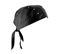 Crazy Hunter Leather Bandana Biker Doo Do Rag Headwrap Studded Mens Cap Capsmith Du Rag Black