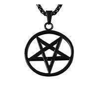 Crazy Hunter Men's Black Stainless Steel Pagan Wicca Inverted Star Pentagram Pendant Necklace