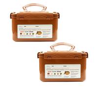 Crazy Korean Cooking Set of 2 Premium Fermentation and Storage Containers for Kimchi, Sauerkraut with Inner Vacuum Lid, Sand Brown, 5.2L
