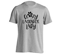 Crazy Labrador Lady T-Shirt Small - 2XL Grey