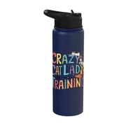 Crazy Lady Cat in Training Humorous Feline Lover Stainless Steel Insulated Water Bottle