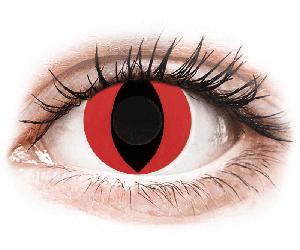 CRAZY LENS - Cat Eye Red - plano (2 daily coloured lenses) Stärke: 0.00, BC: 8.60, DIA: 14.20 0.00 8.60 14.20