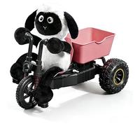Crazy Little Sheep Electric Remote Control Toy Car, Drift Special High-Speed Tricycle, Plush Lamb Character, Proportional Throttle, Upgrade Differential, Green Cargo Trailer (Pink)