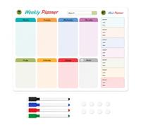 Crazy Little Things Large Magnetic Weekly Planner Whiteboard Meal Planner for Fridge with Markers and Double Sided Stickers - 29.7 x 42.0 cm - for Organising Daily Tasks Home and Office