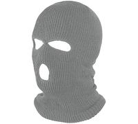 CRAZY LIZARD 3 Hole Balaclavas Grey Knitted Full Face Cover Ski Mask, Winter Masks Knitted Mens Balaclava Warm Beanie for Karting, Hiking and Outdoor Sports (Grey)