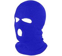 CRAZY LIZARD 3 Hole Balaclavas Knitted Full Face Cover Ski Mask, Winter Masks Knitted Mens Balaclava Warm Beanie for Karting, Hiking and Outdoor Sports (1, Royal Blue)