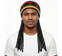 CRAZY LIZARD Funny Hats for Adults: Knitted Rasta Hat with Dreadlocks - Perfect Dreadlock Accessories for Reggae or Caribbean Fancy Dress Parties